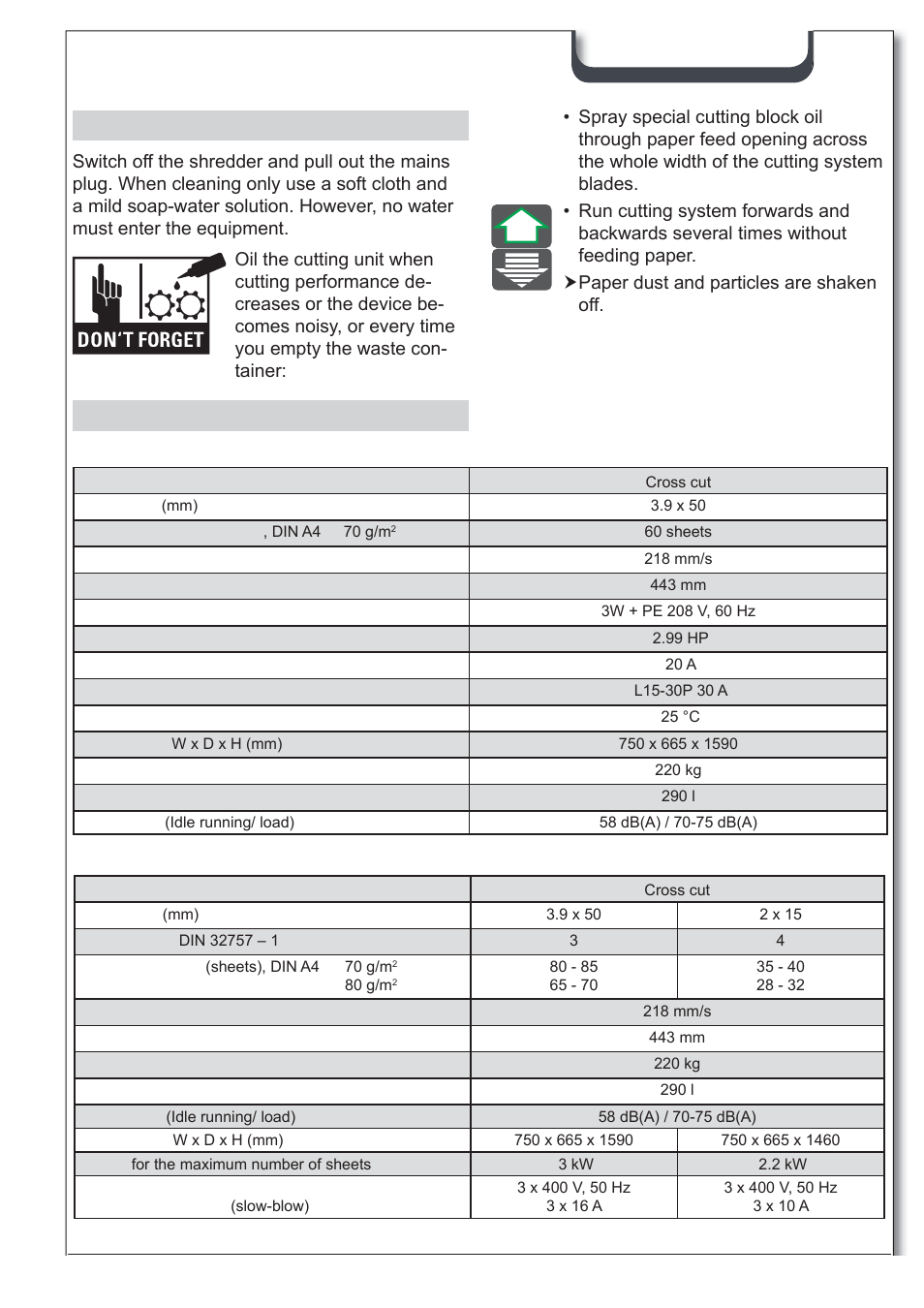 English, 6 cleaning and maintenance, 7 technical data eu-version us-version | Formax FD 8850CC User Manual | Page 6 / 6