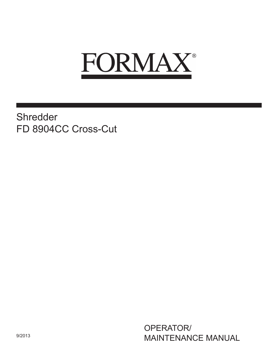 Formax FD 8904CC User Manual | 27 pages