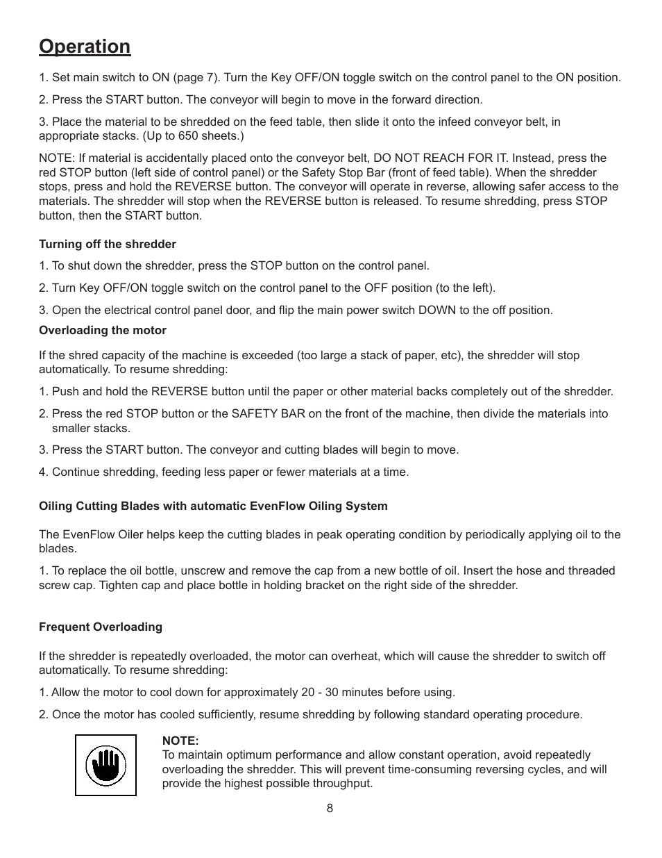 Operation | Formax FD 8904CC User Manual | Page 11 / 27