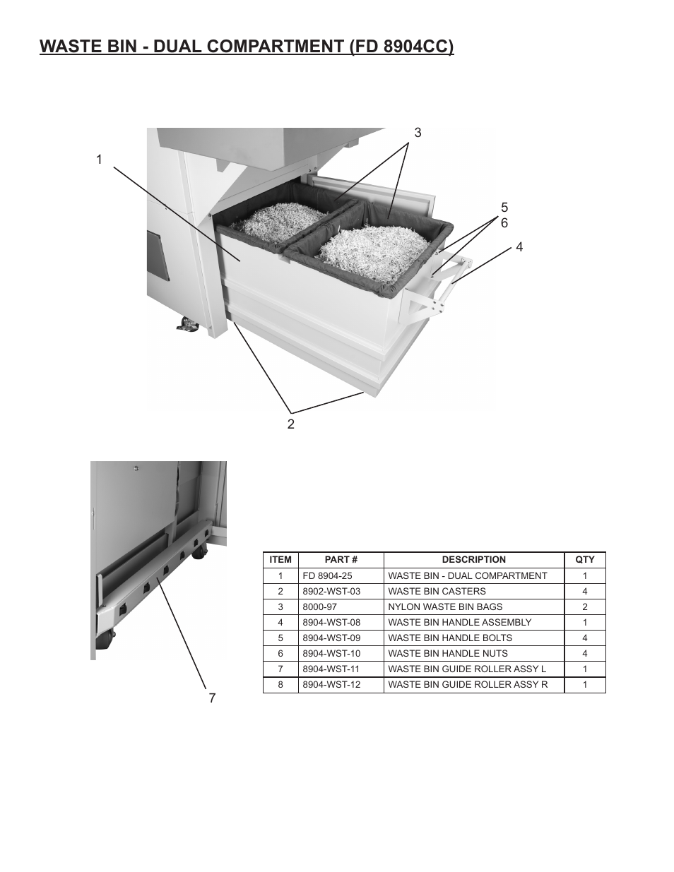 Waste bin - dual compartment (fd 8904cc) | Formax FD 8904CC User Manual | Page 17 / 27