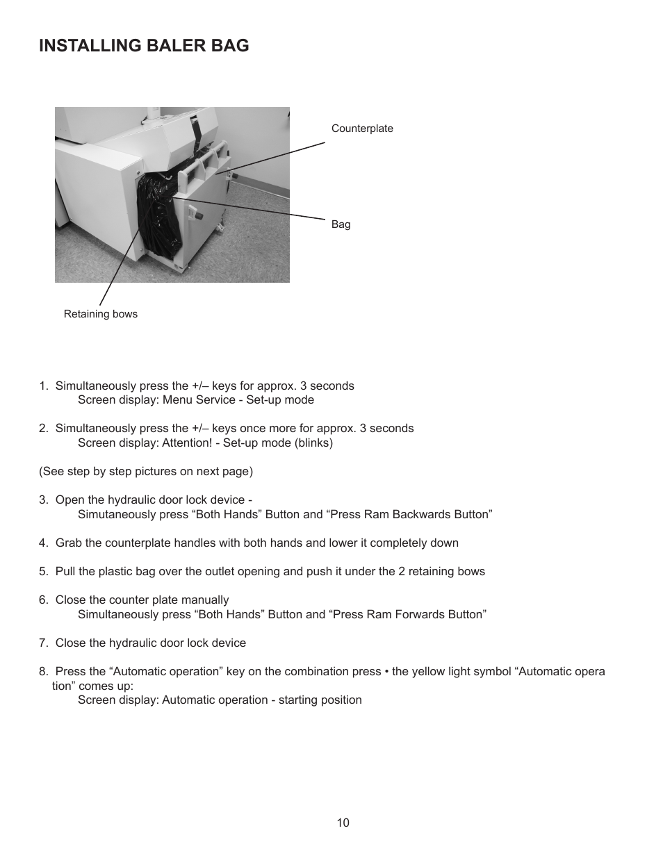 Installing baler bag | Formax FD 8904B User Manual | Page 13 / 23