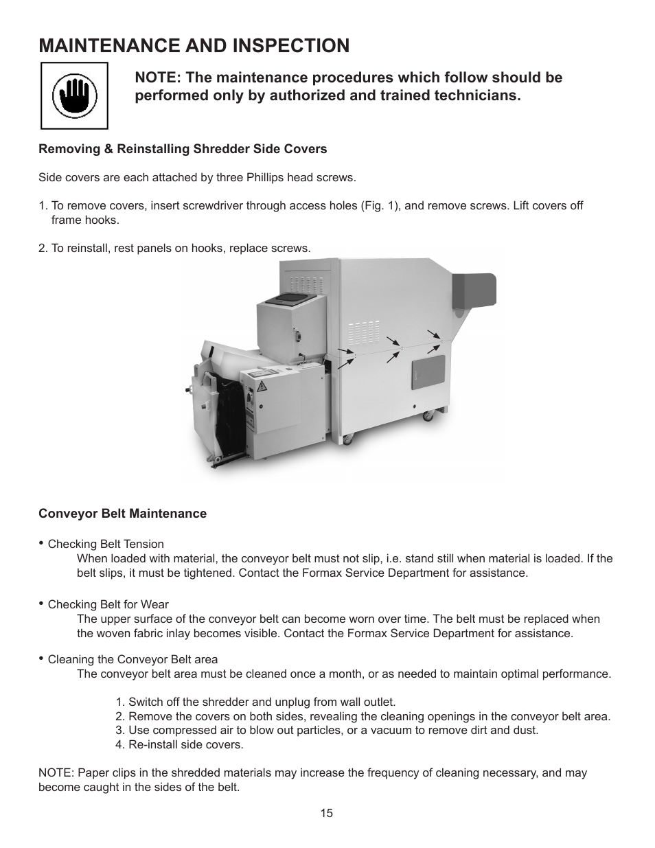 Maintenance and inspection | Formax FD 8904B User Manual | Page 18 / 23