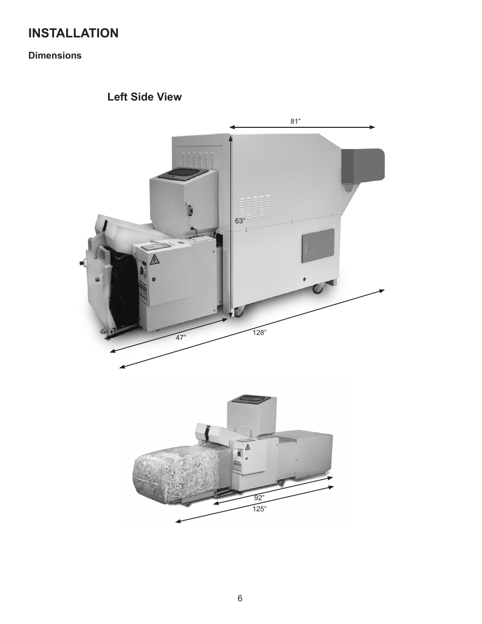 Installation, Left side view | Formax FD 8904B User Manual | Page 9 / 23