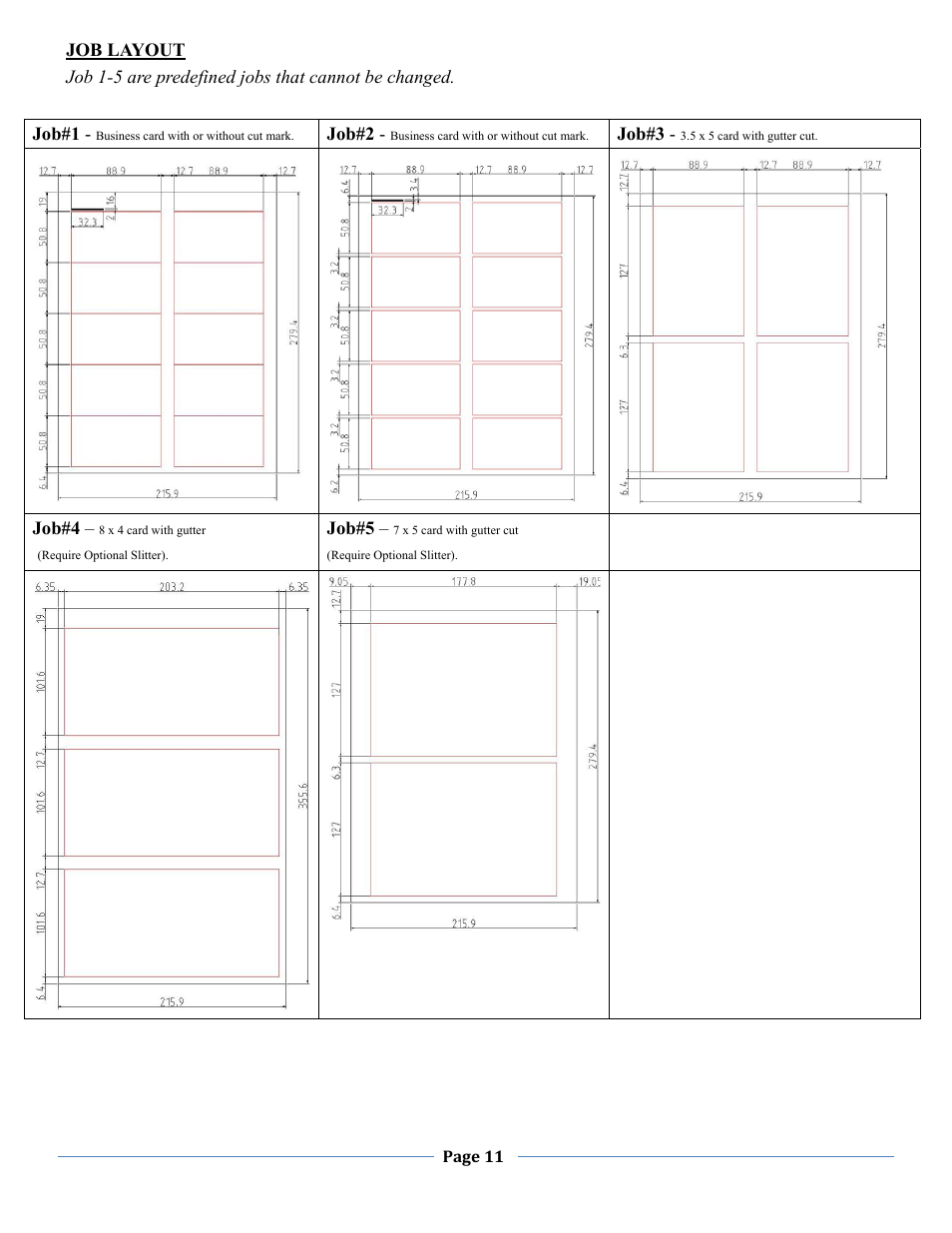 Job layout | Formax FD 120 User Manual | Page 11 / 15