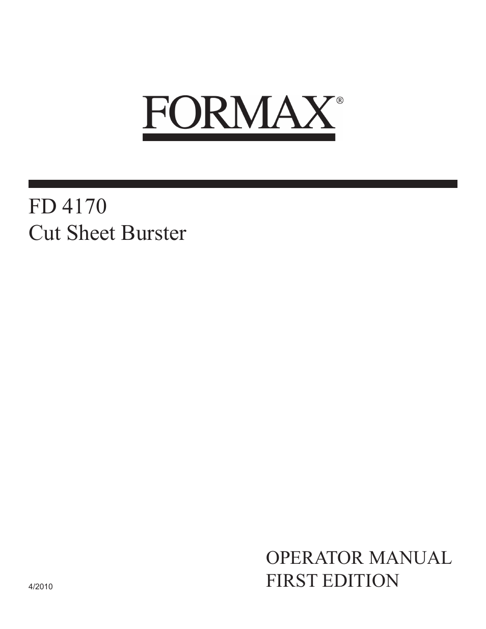 Formax FD 4170 User Manual | 25 pages