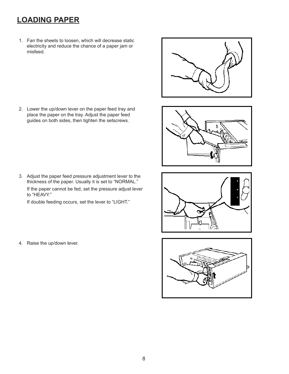 Loading paper, Setting paper | Formax FD 4170 User Manual | Page 12 / 25