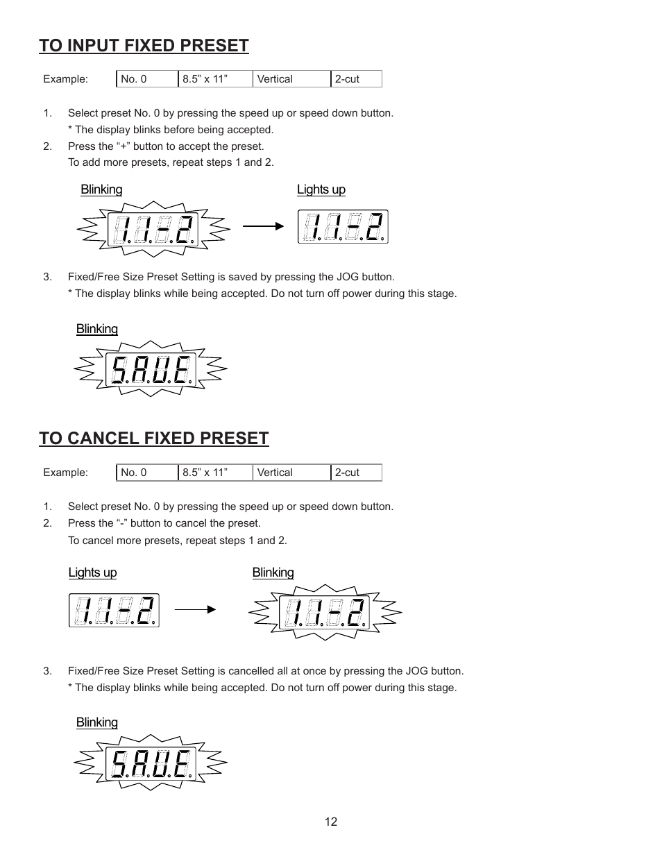 Fixed preset registration/cancel | Formax FD 4170 User Manual | Page 16 / 25