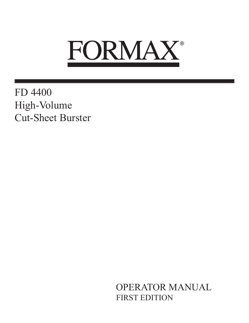 Formax FD 4400 User Manual | 16 pages