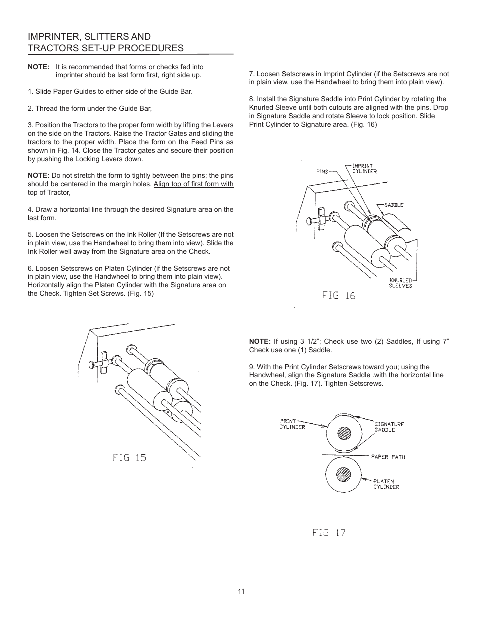 Imprinter, slitters and tractors set-up procedures | Formax FD 540 User Manual | Page 13 / 17