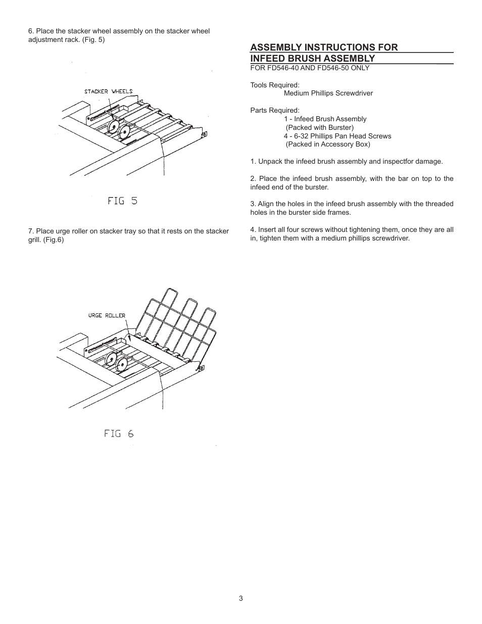 Assembly instructions for infeed brush assembly | Formax FD 540 User Manual | Page 5 / 17