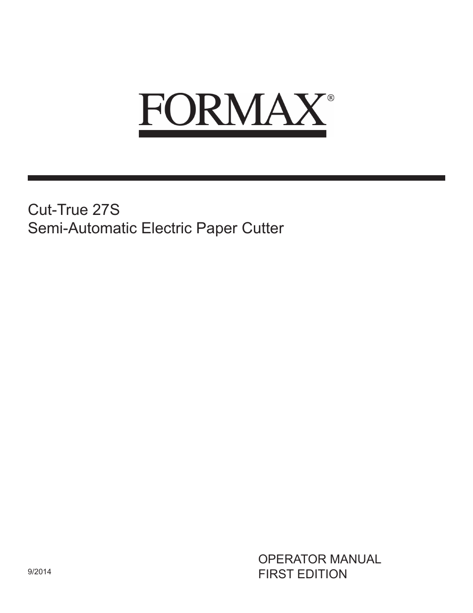 Formax Cut-True 27S User Manual | 11 pages