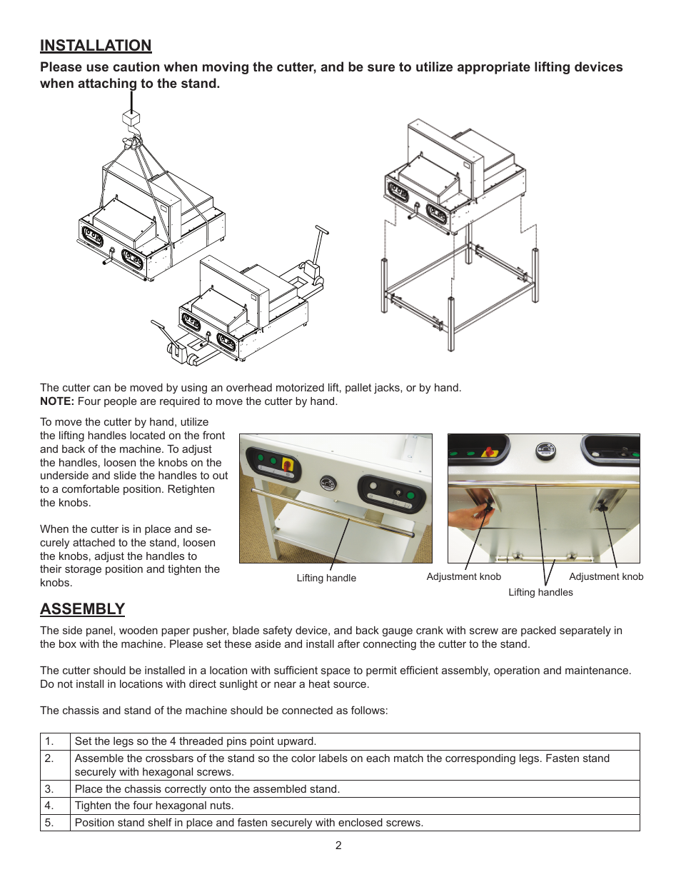 Installation, Assembly | Formax Cut-True 27S User Manual | Page 5 / 11