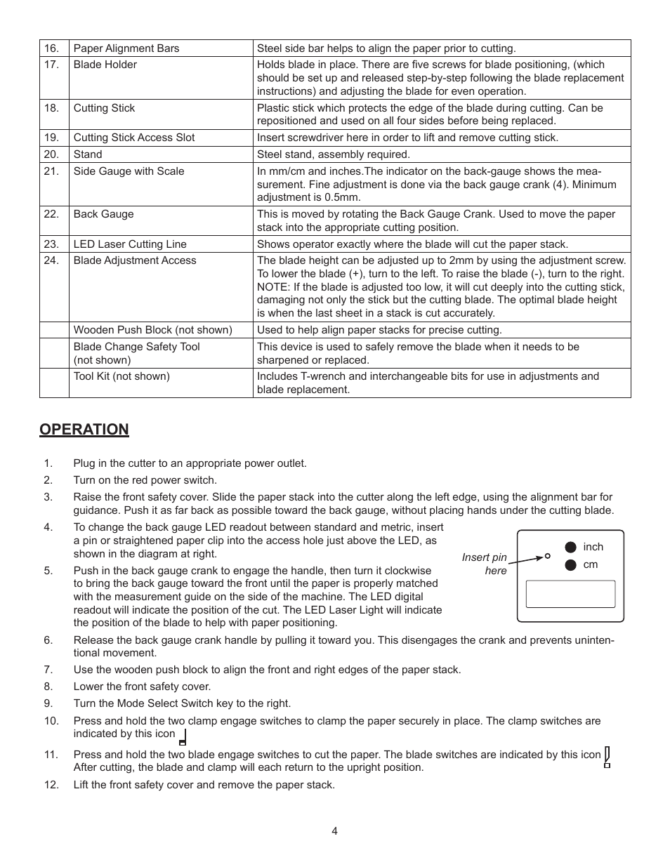 Operation | Formax Cut-True 27S User Manual | Page 7 / 11