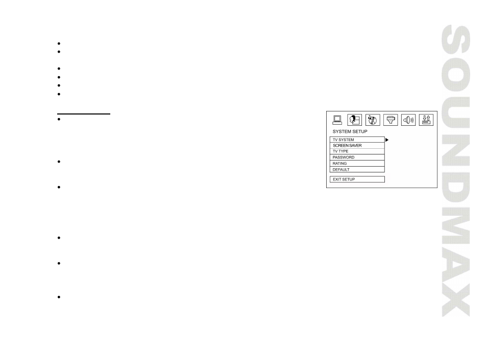 System setup menu | SoundMax SM-CMD3010 User Manual | Page 21 / 53