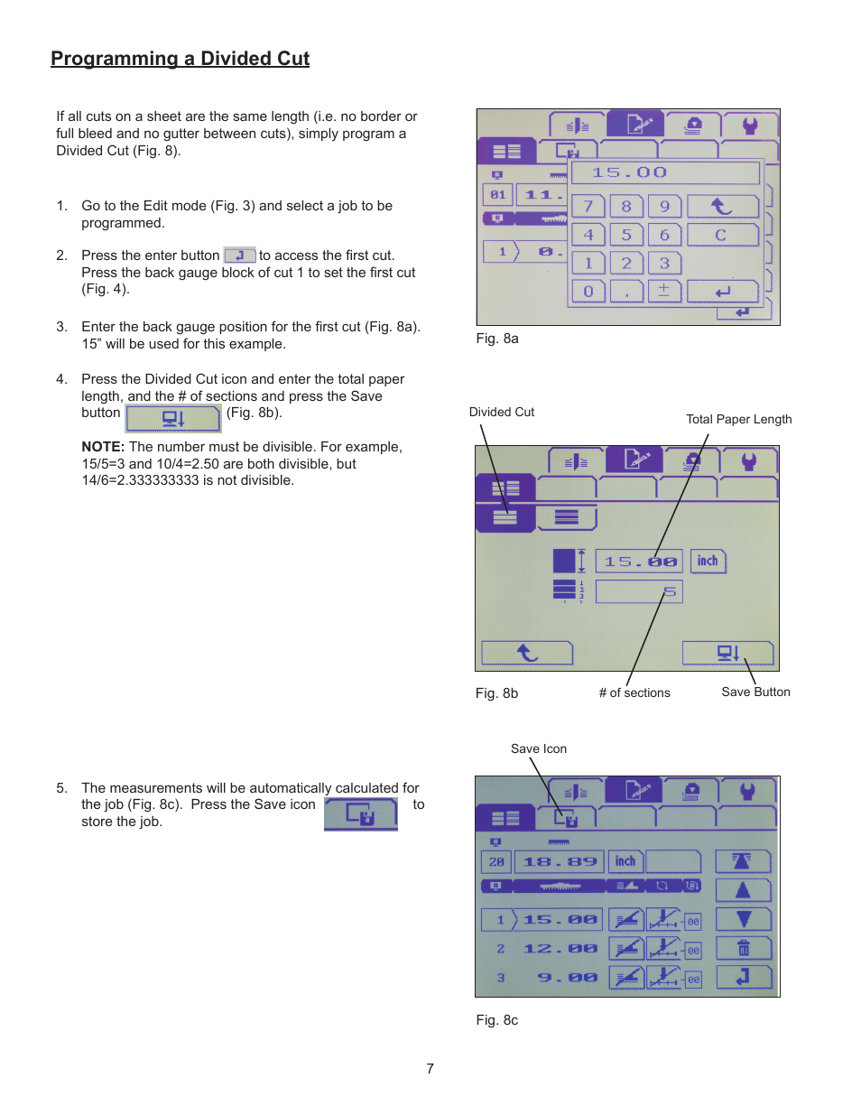 Programming a divided cut | Formax Cut-True 27A User Manual | Page 10 / 20