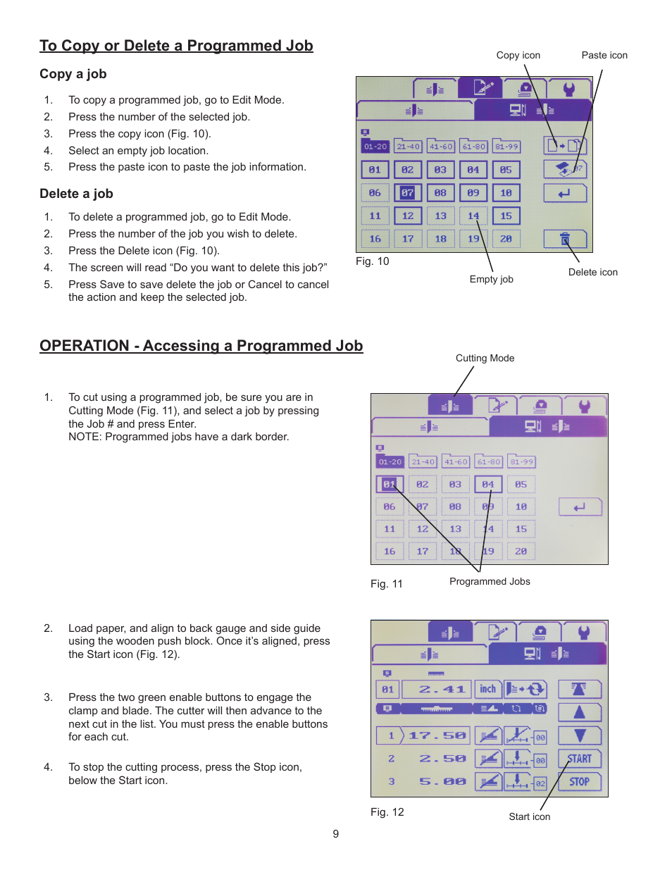 Operation - accessing a programmed job | Formax Cut-True 27A User Manual | Page 12 / 20