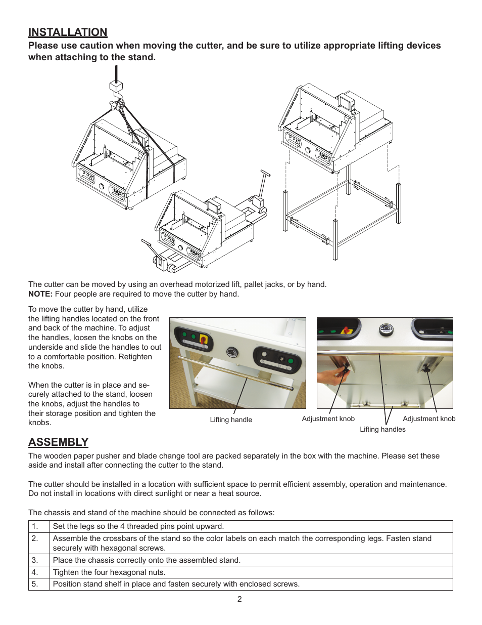 Installation, Assembly | Formax Cut-True 27A User Manual | Page 5 / 20