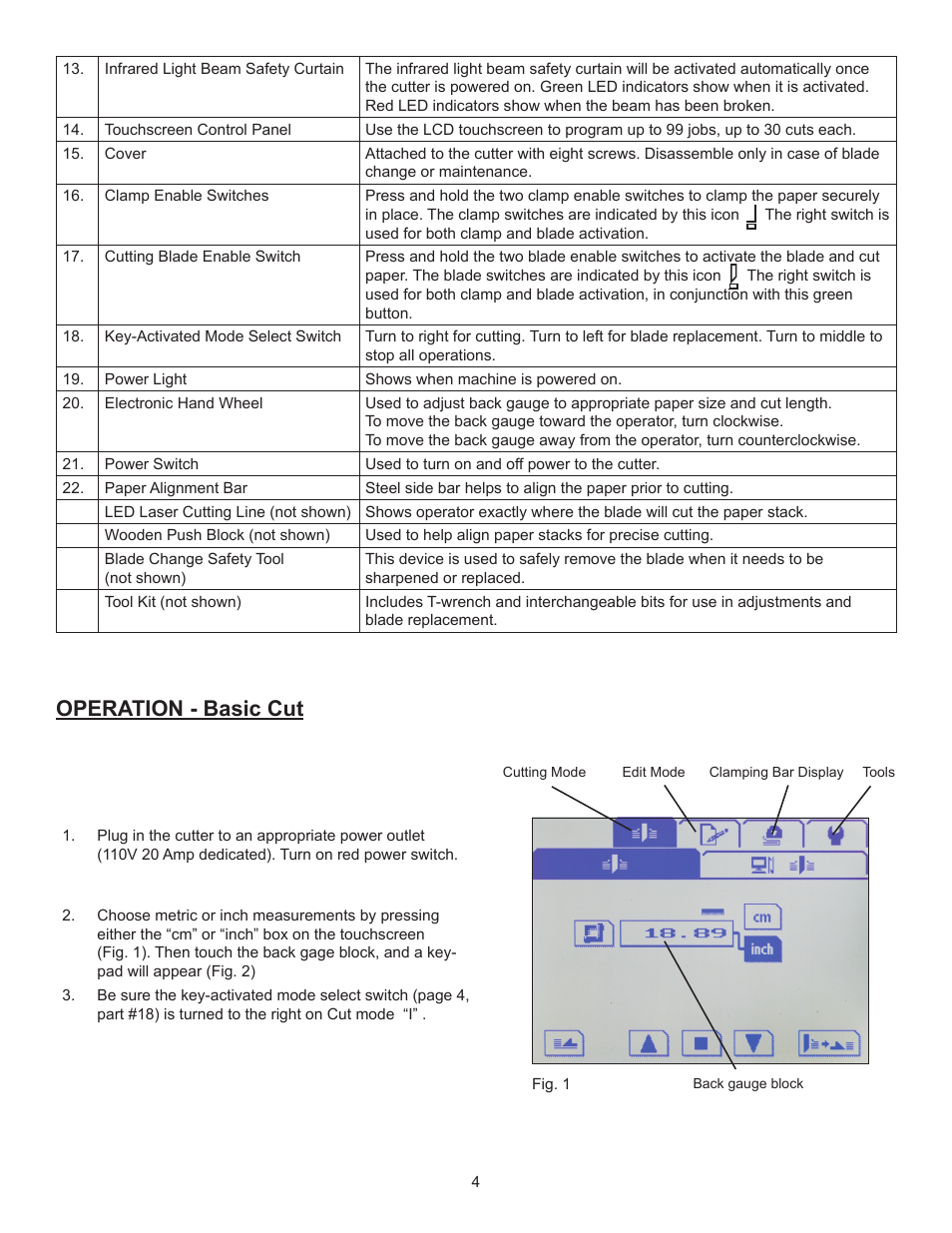 Operation - basic cut | Formax Cut-True 27A User Manual | Page 7 / 20