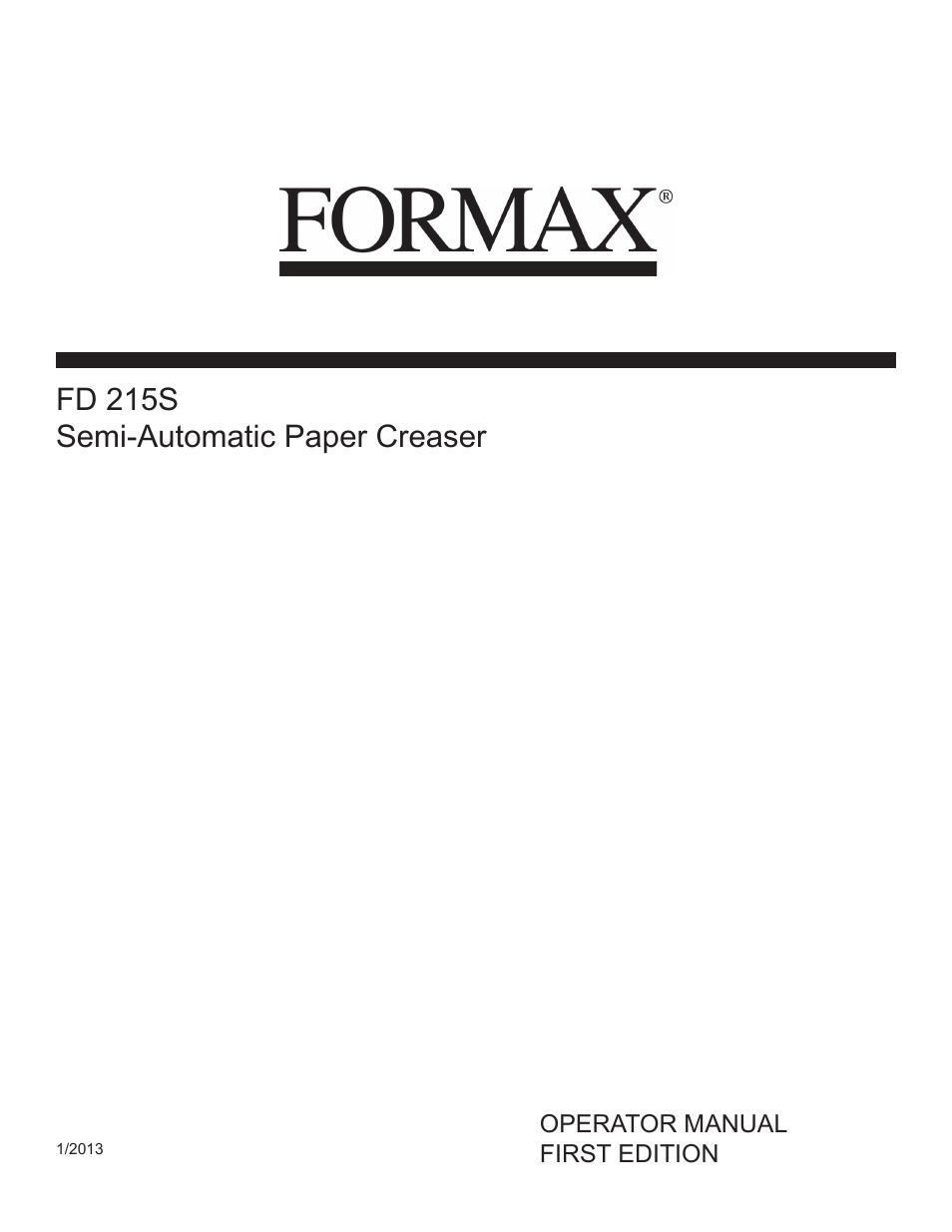 Formax FD 215S User Manual | 6 pages