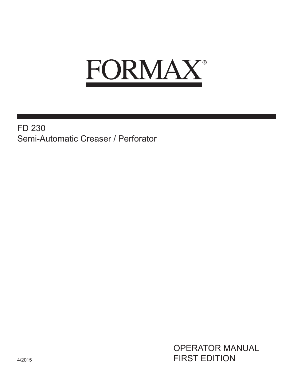 Formax FD 230 User Manual | 15 pages