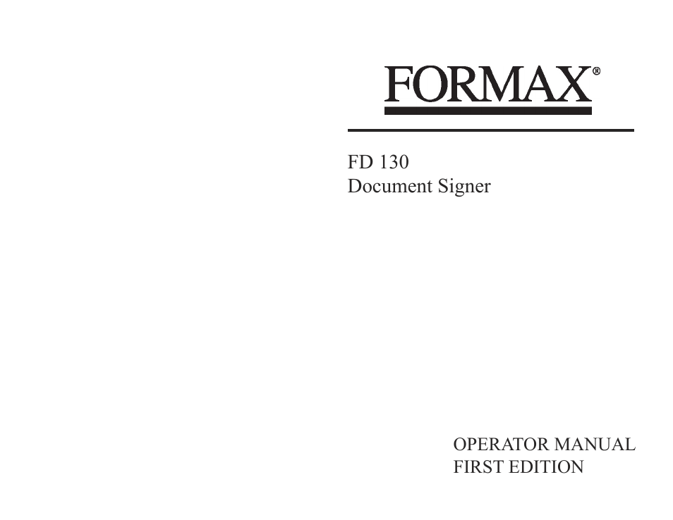 Formax FD 130 User Manual | 14 pages