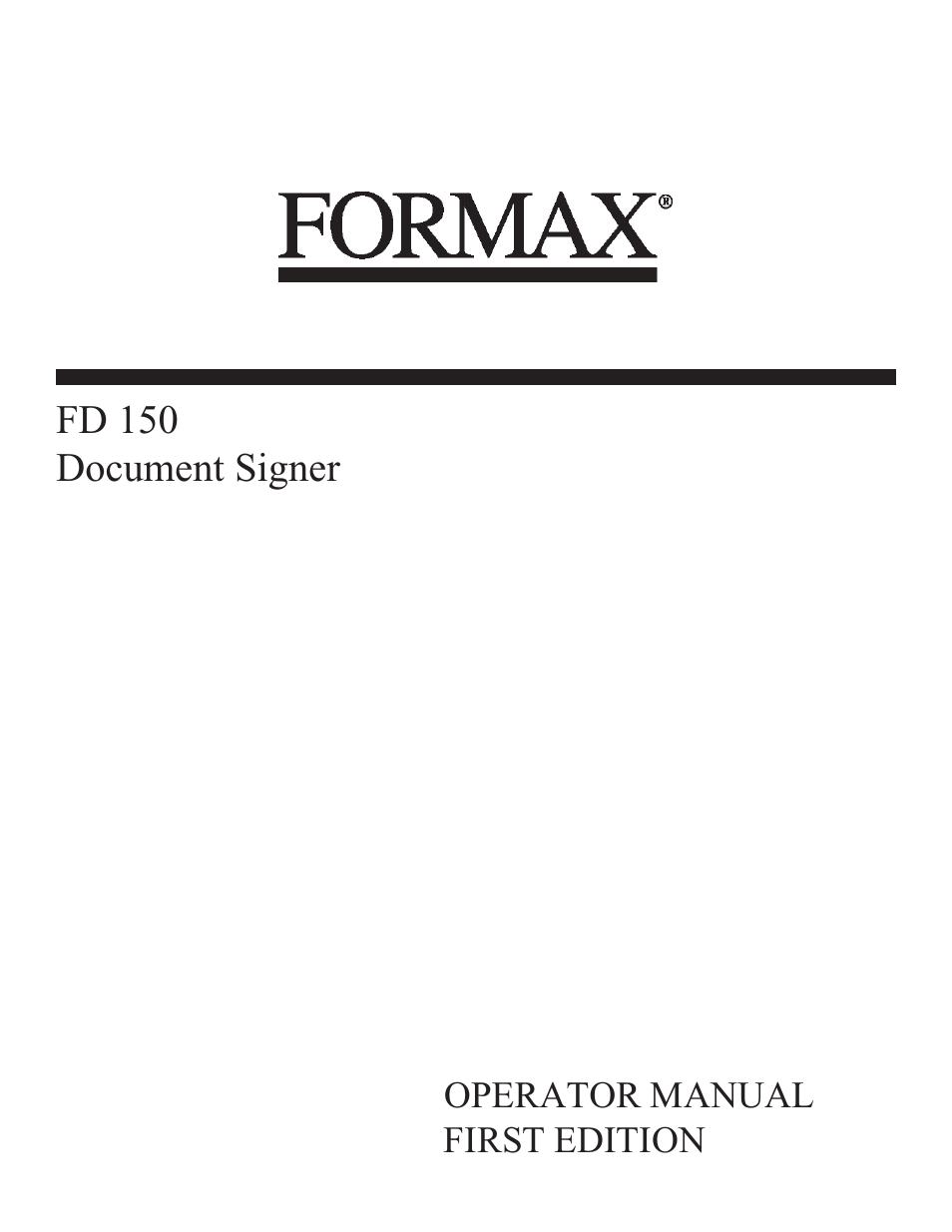 Formax FD 150 User Manual | 48 pages