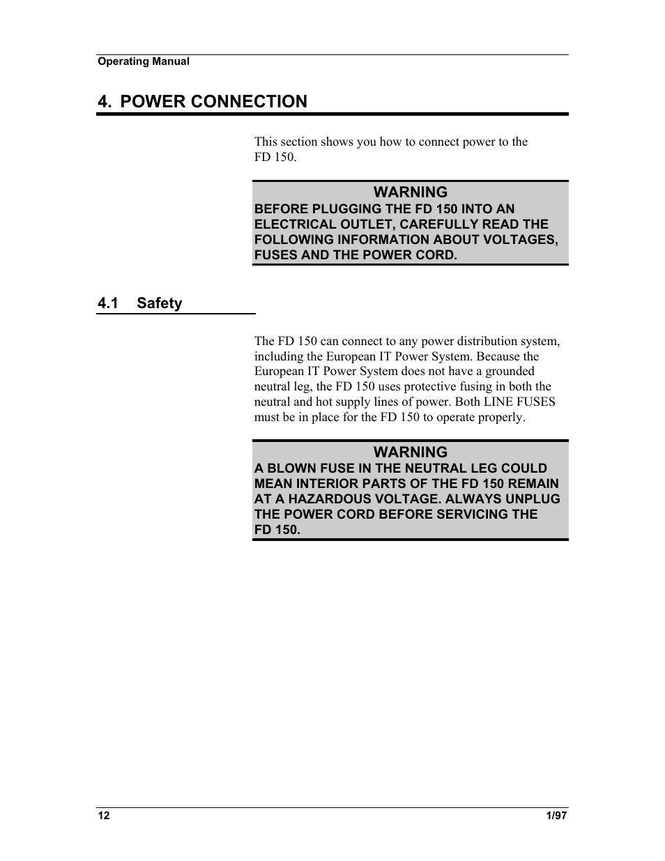 Power connection | Formax FD 150 User Manual | Page 16 / 48