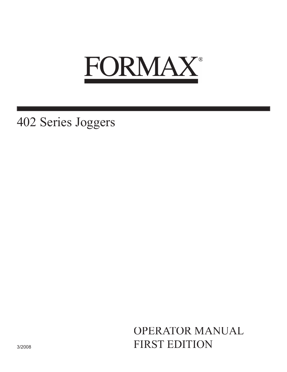 Formax 402 Series User Manual | 4 pages