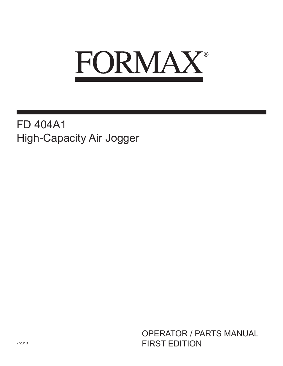 Formax FD 404A1 Operator / Parts Manual User Manual | 12 pages