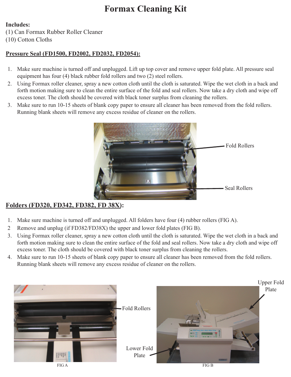 Formax Roller Cleaning Kit Instructions User Manual | 2 pages