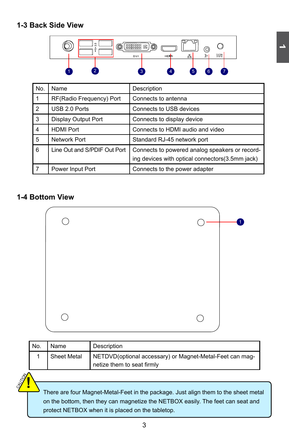 3 back side view 1-4 bottom view | Foxconn nT-A3500 User Manual | Page 7 / 18