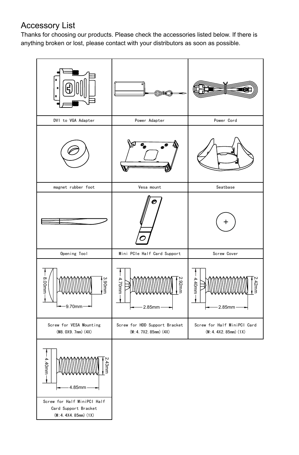 Accessory list | Foxconn nT-A3550 User Manual | Page 5 / 31