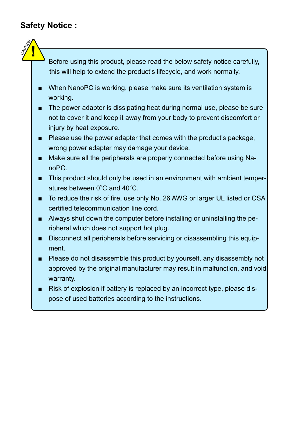 Safety notice | Foxconn nT-A3800 User Manual | Page 3 / 33