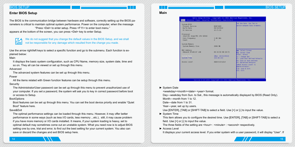 Enter bios setup, Main, Enter bios setup main | Bios setup, Bios setup main | Foxconn AT-5250 User Manual | Page 11 / 22