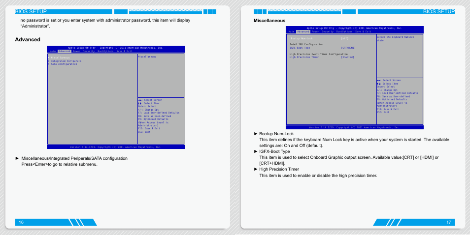 Advanced, Miscellaneous, Bios setup | Foxconn AT-5250 User Manual | Page 12 / 22