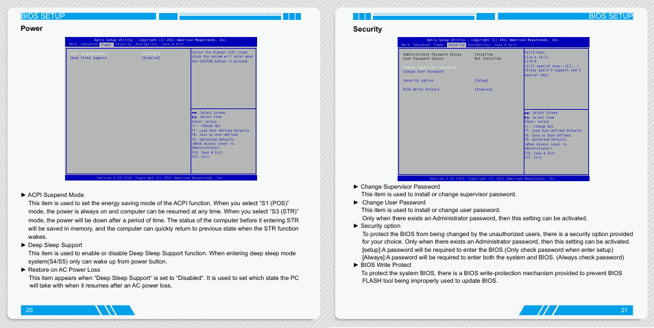 Power, Security, Bios setup | Bios setup power | Foxconn AT-5250 User Manual | Page 14 / 22