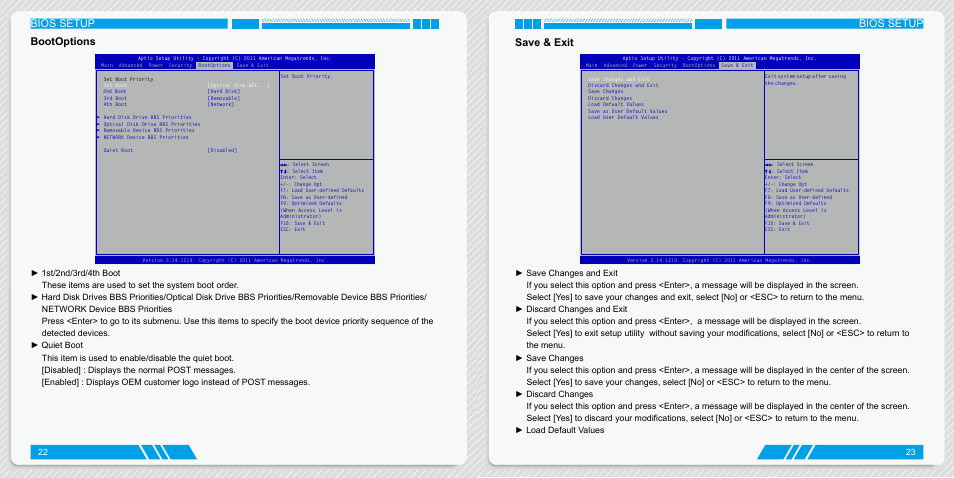 Bootoptions, Save & exit, Bootoptions save & exit | Bios setup, Bios setup bootoptions | Foxconn AT-5250 User Manual | Page 15 / 22