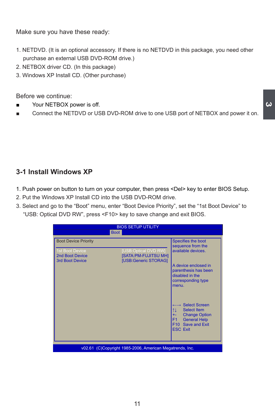 1 install windows xp, 11 make sure you have these ready, Before we continue | Foxconn nT-270 User Manual | Page 15 / 35