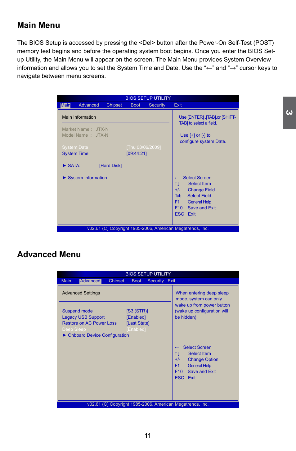 Main menu, Advanced menu | Foxconn nT-330i User Manual | Page 17 / 41