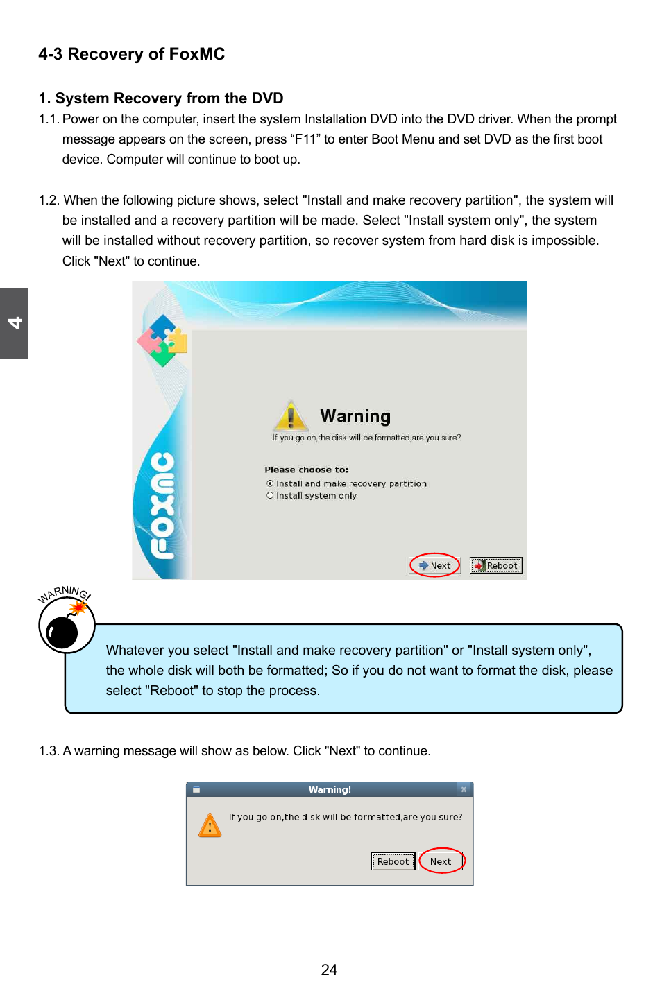 3 recovery of foxmc | Foxconn nT-425 User Manual | Page 28 / 32