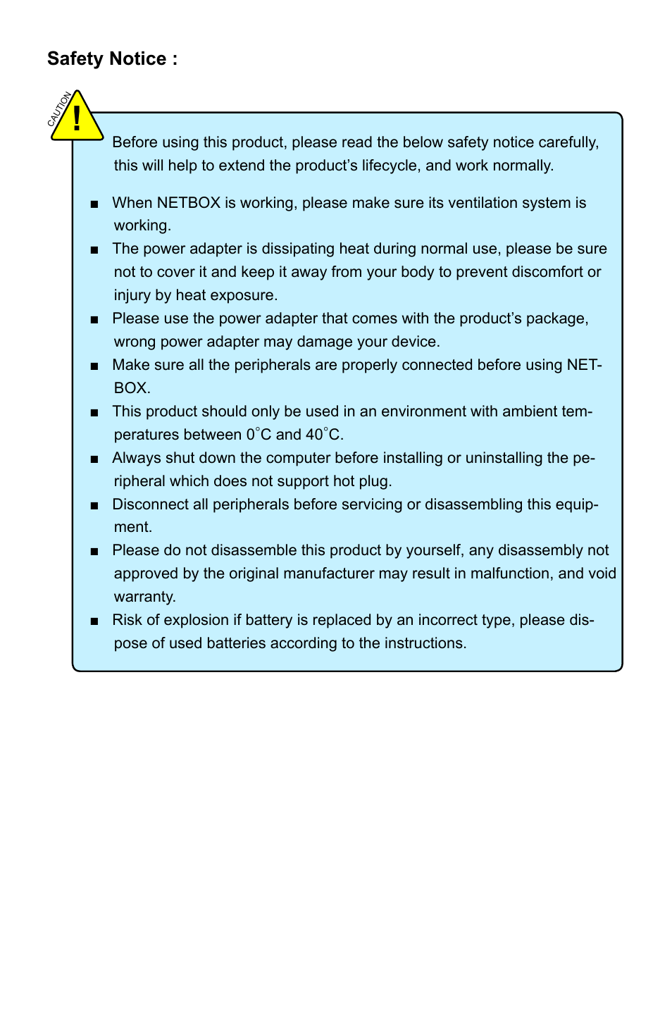 Safety notice | Foxconn nT-425 User Manual | Page 3 / 32