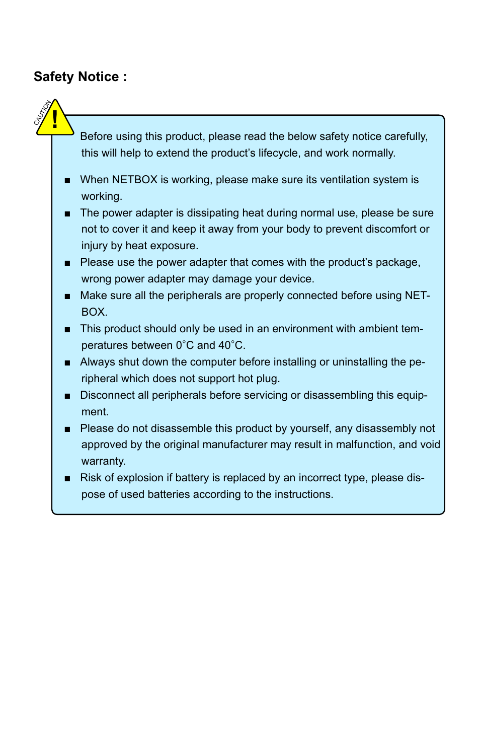 Safety notice | Foxconn nT-425H User Manual | Page 3 / 34