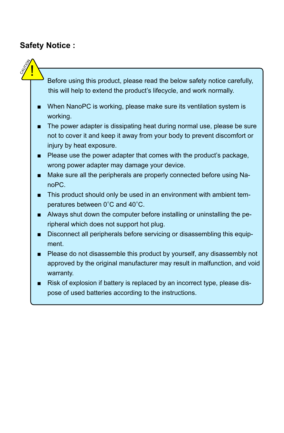Safety notice | Foxconn nT-i2847 User Manual | Page 3 / 36