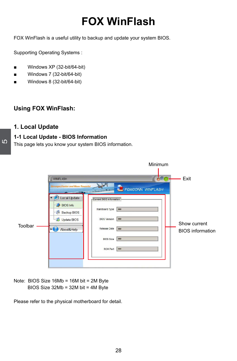 Fox winflash, Local update | Foxconn nT-i2847 User Manual | Page 33 / 36