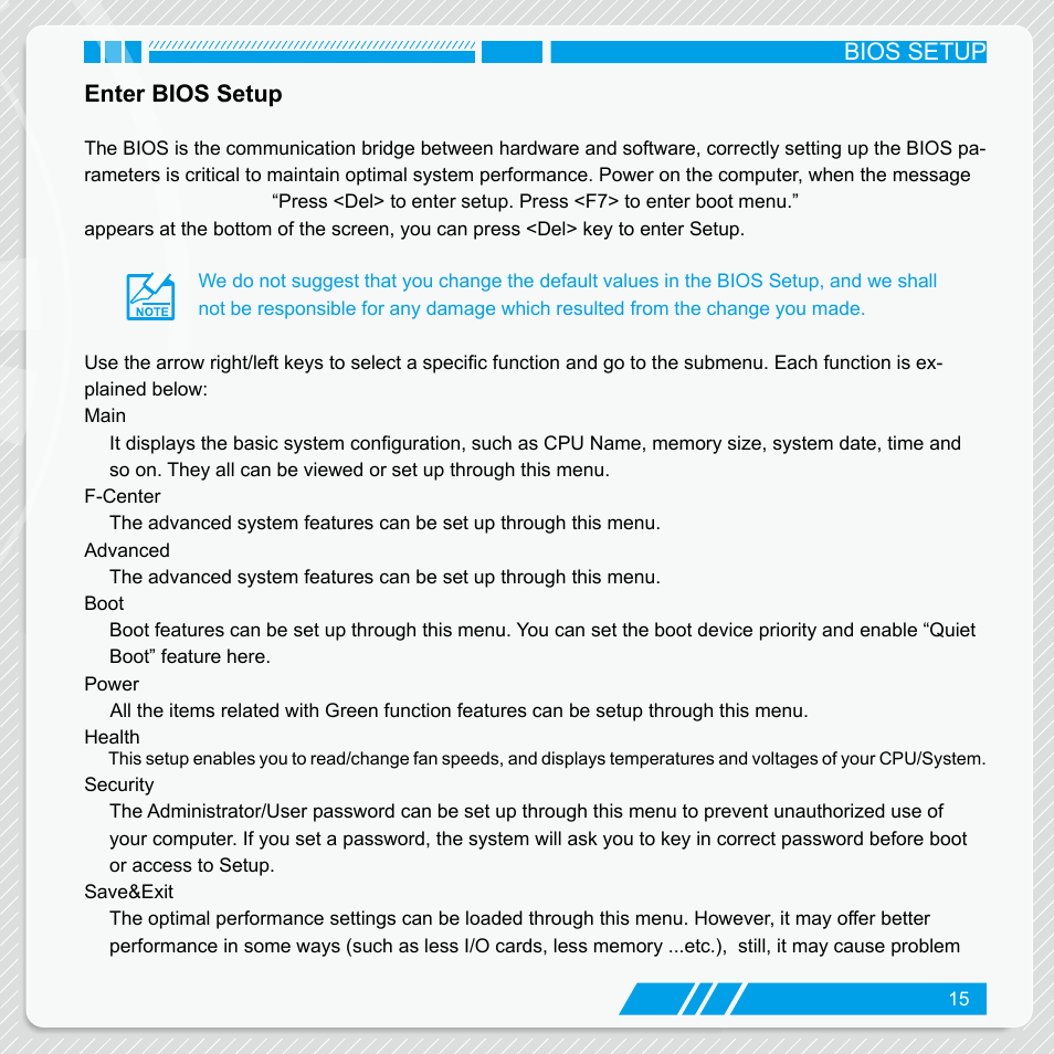 Enter bios setup | Foxconn nT-iBT18 User Manual | Page 21 / 55
