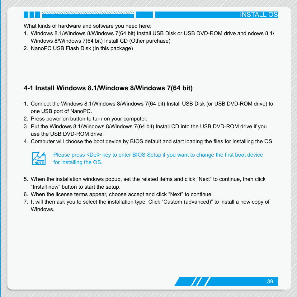 1 install windows 8.1/windows 8/windows 7(64 bit) | Foxconn nT-iBT18 User Manual | Page 45 / 55