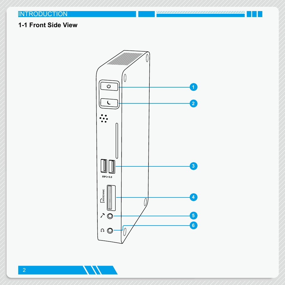 1 front side view, Introduction 1-1 front side view | Foxconn nT-iBT18 User Manual | Page 8 / 55