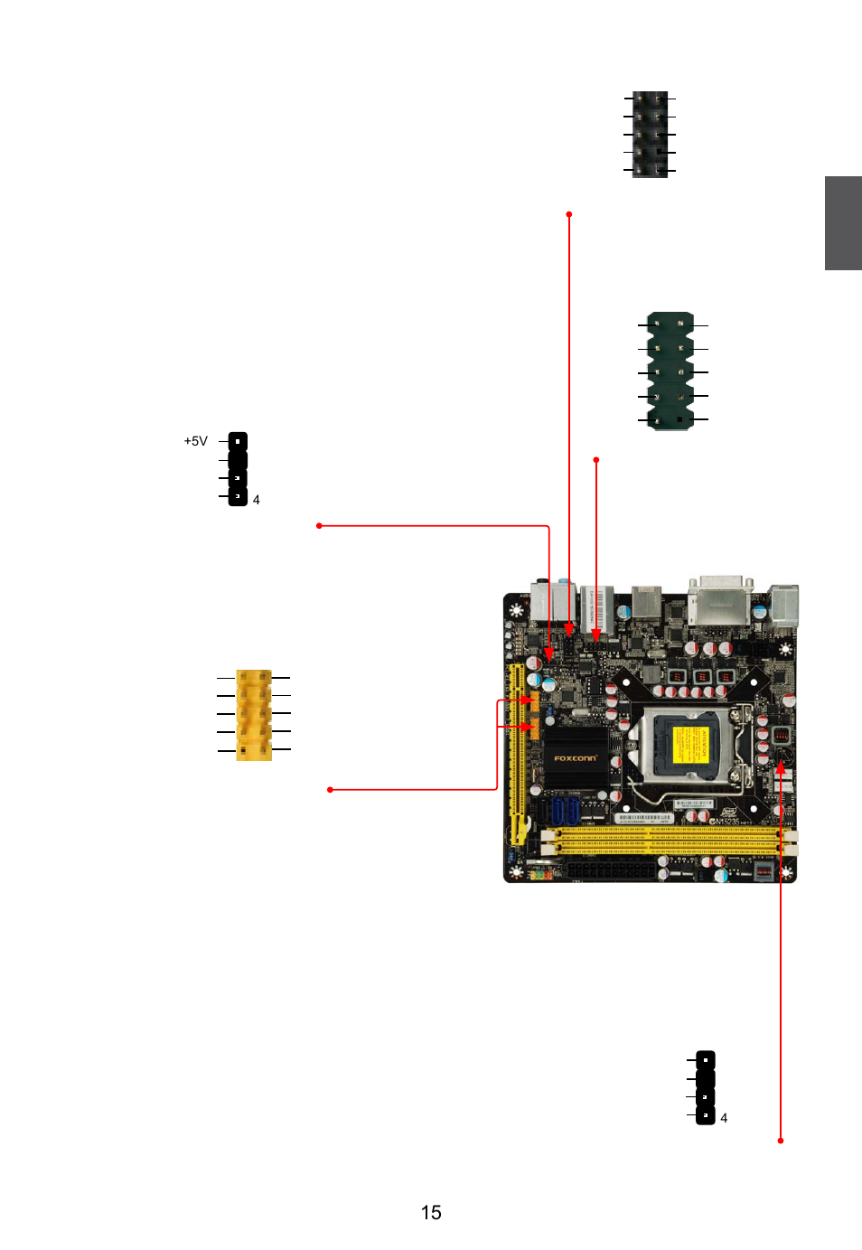 Audio connector : f_audio, Com connector : com1, S/pdif out connector : spdif_out | Usb connectors : f_usb1/2, Speaker connector : speaker, The connector is used for s/pdif output, Speaker, Spdif_out, F_audio, Com1 | Foxconn R10-H1 User Manual | Page 22 / 73