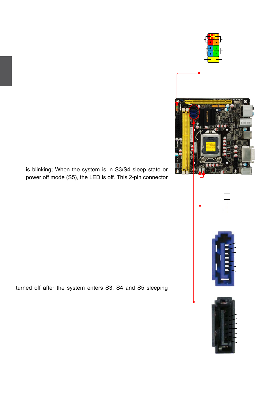 Front panel connector : fp1, Fan headers : cpu_fan, sys_fan, Serial ata connectors : sata_1/2/3 | Foxconn R10-H1 User Manual | Page 23 / 73