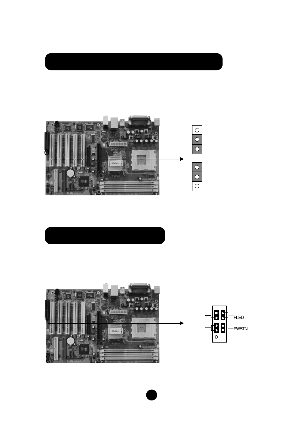 Cnr audio selection jumper (optional): j9, Front panel connector: fp | Foxconn 748K7AA User Manual | Page 5 / 10